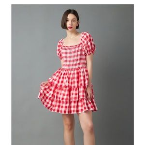 English Factory gingham mini dress in red